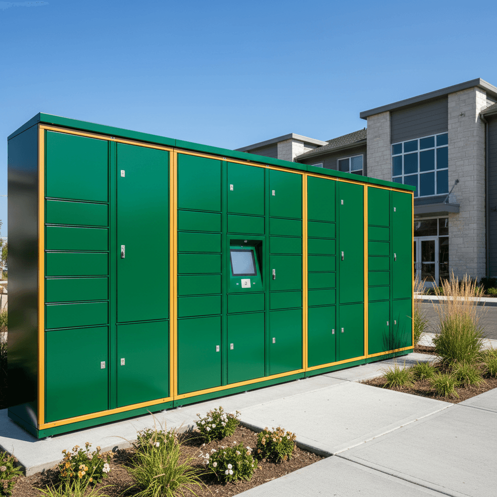 Outdoor parcel locker installation at apartment complex